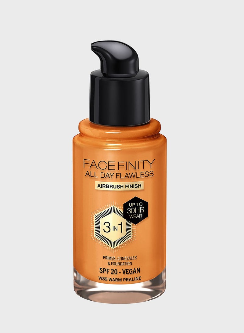 Max Factor Facefinity All Day Flawless Foundation - W89 Warm Praline, 30ml