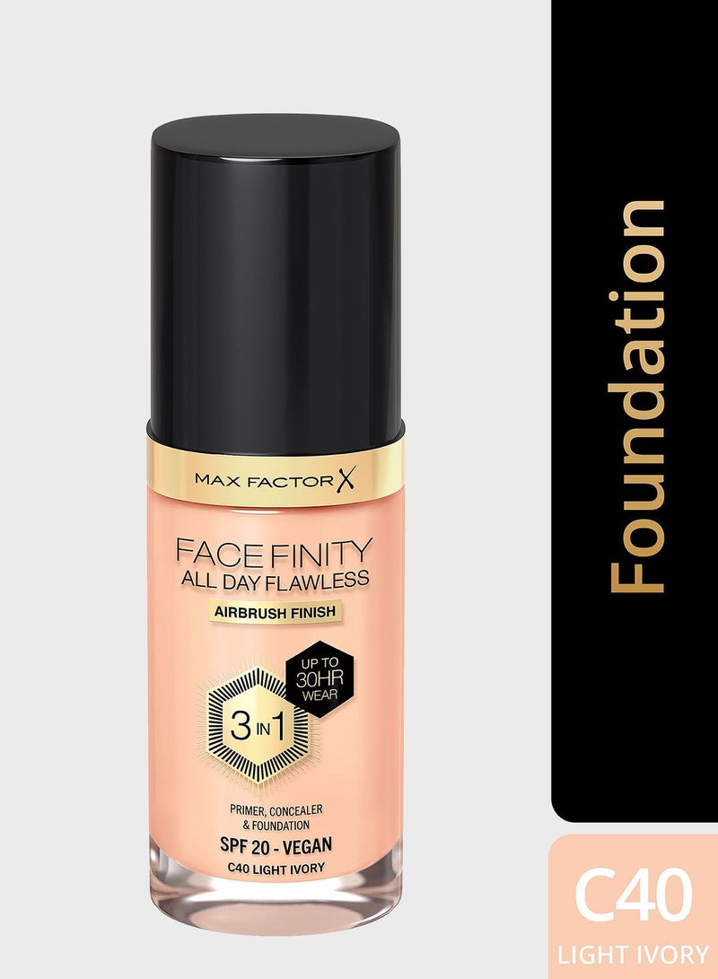 Max Factor Facefinity All Day Flawless Foundation - C40 Light Ivory, 30ml