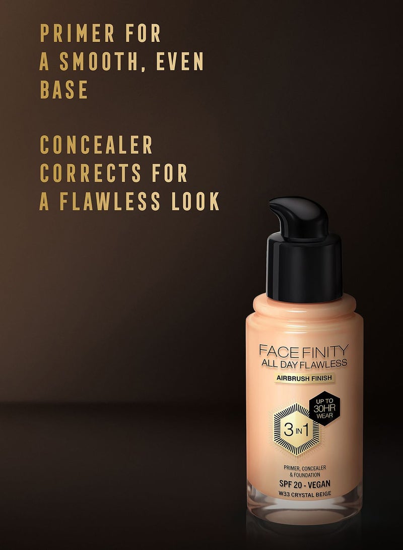 Max Factor Facefinity All Day Flawless Foundation - W33 Crystal Beige, 30ml