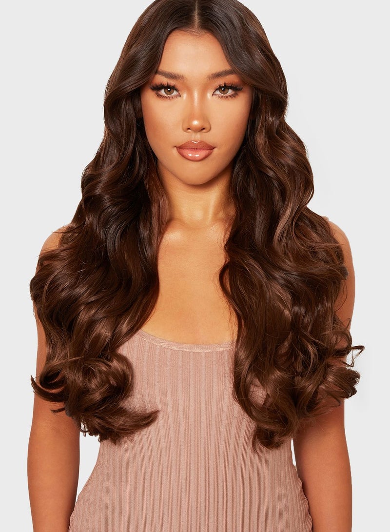 Natural Wavy 22 Inch 5 Piece Clip In Extensions - Mellow Brown