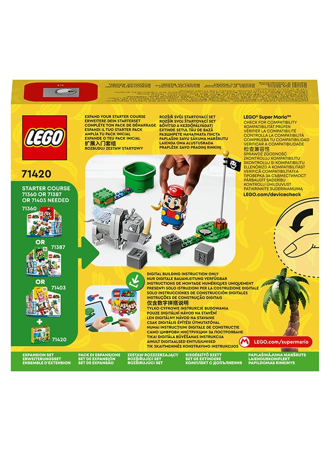 Super Mario Rambi The Rhino Expansion Set 71420 Building Toy Set; Gift For Creative Kids Aged 7 And Over; Collectible Playset To Combine With A Starter Course For Stomping, Rock-Smashing Fun (106 Pieces)