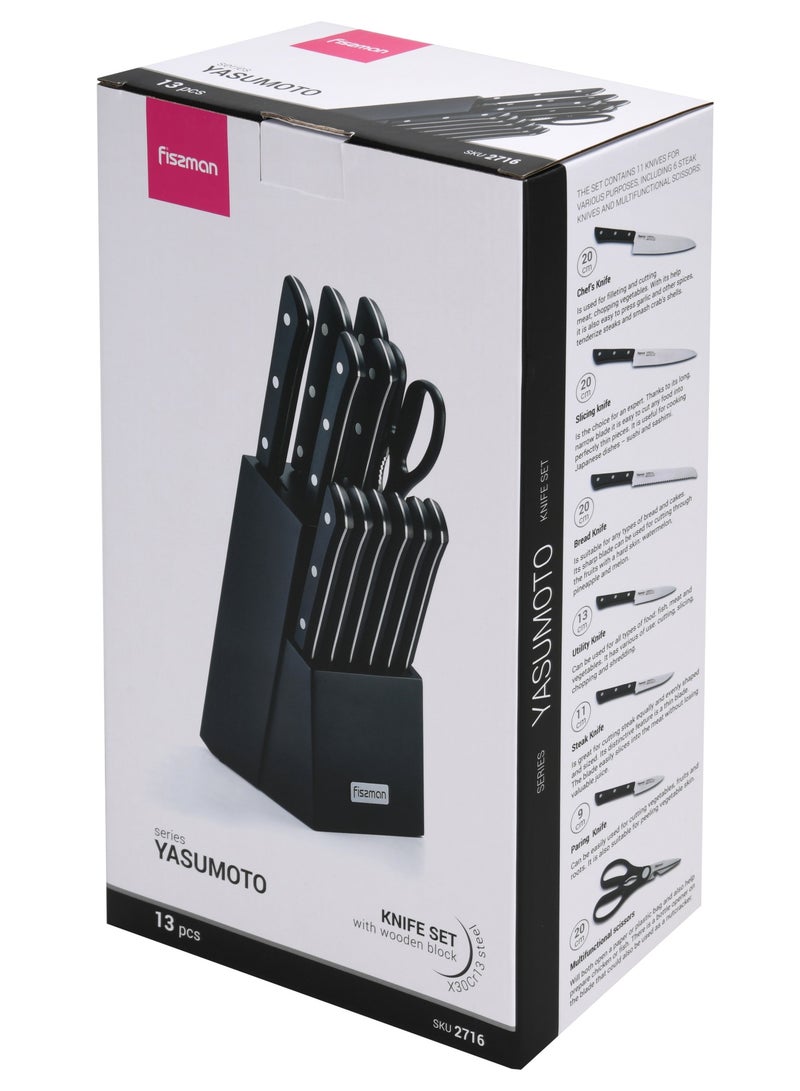 13-Piece Knife Set Yasumoto with Wooden Block