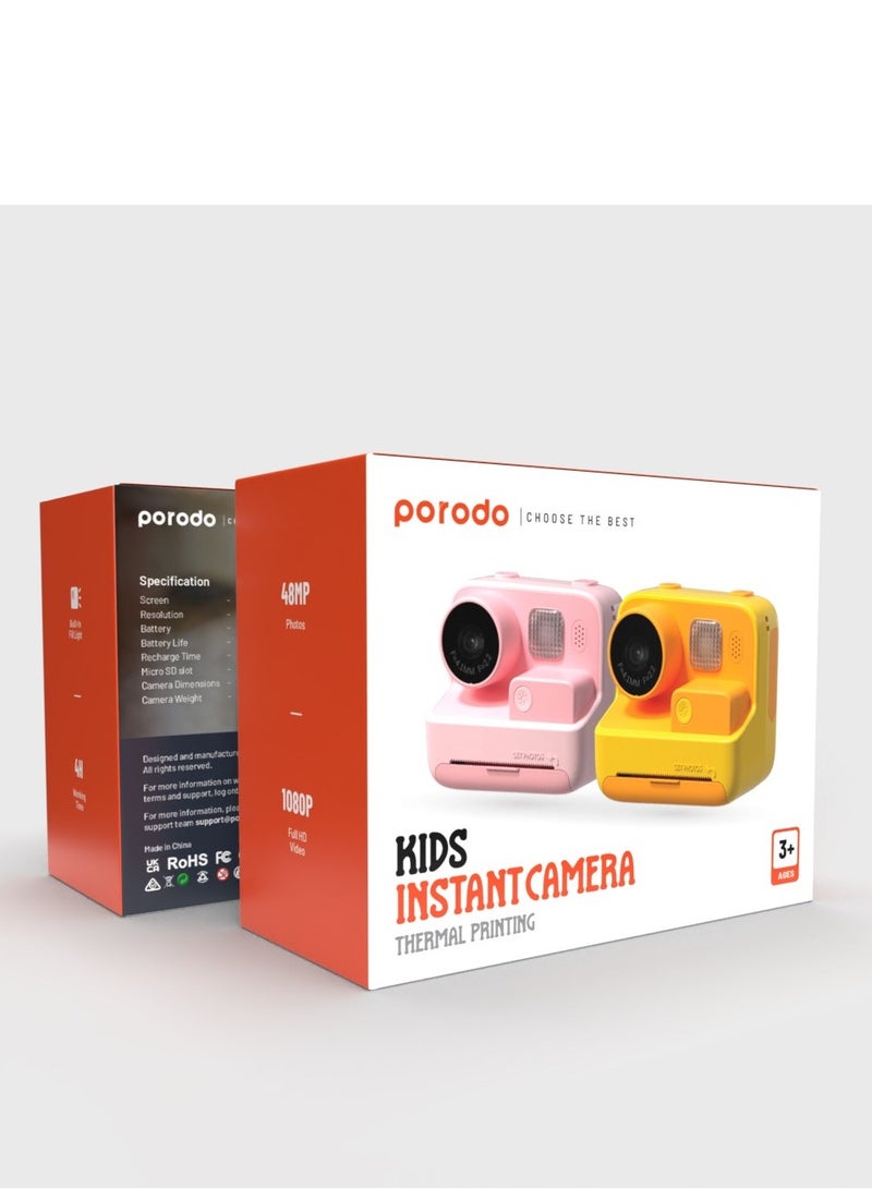 Kids Print Camera 48MP 1080P 800mAh - Yellow