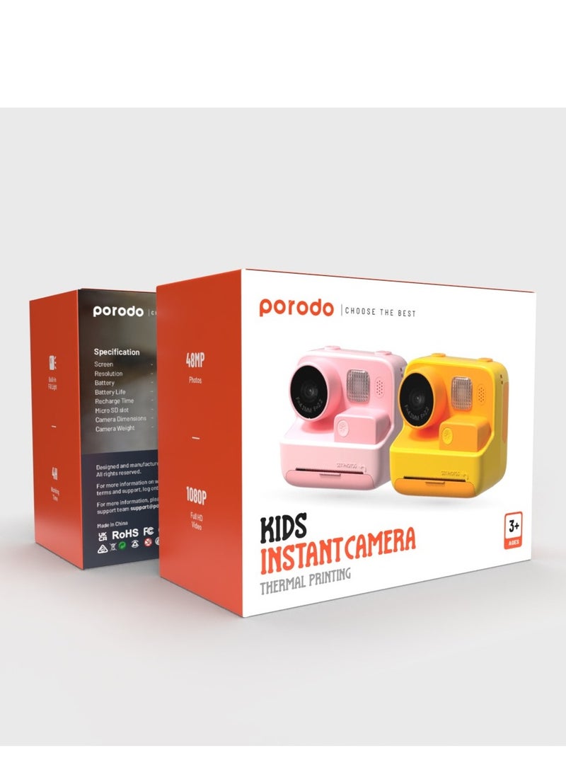 Kids Print Camera 48MP 1080P 800mAh - Pink