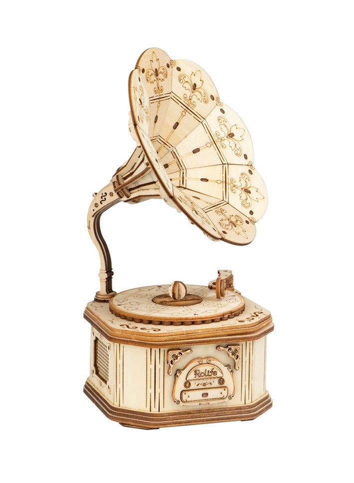 Rolife Gramophone Model 3D Wooden Puzzle TG408, 3D Wooden Puzzles for Adults/Teens, Creative Home Decor, Unique Gift for Craft Hobby Adults/Teens