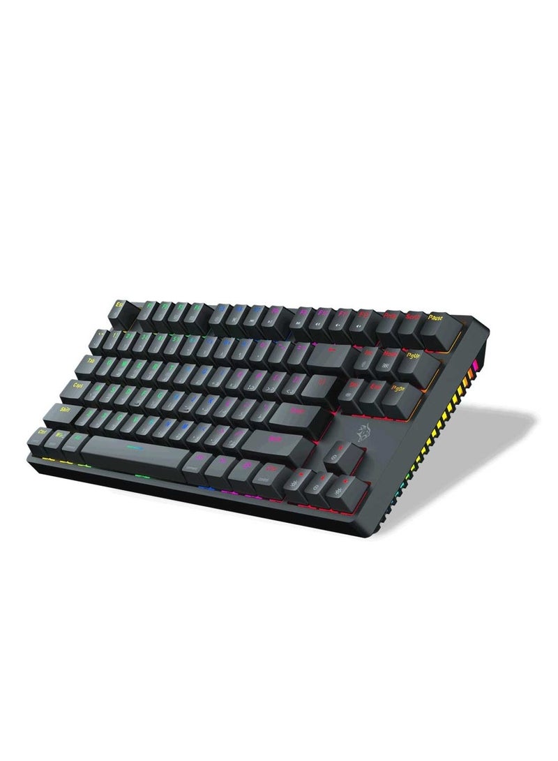 Porodo Gaming 3in1 Wireless Mechanical Keyboard TKL Gateron Pro Switch (Blue) - Black