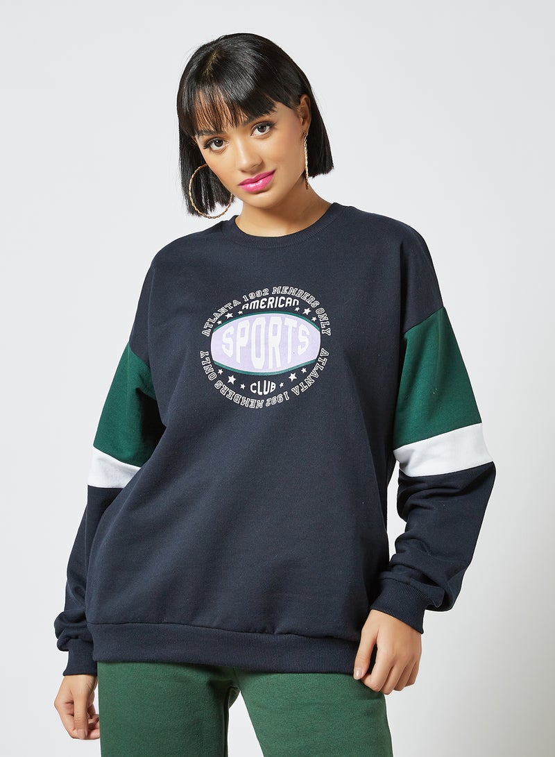 Contrast Panel Sweatshirt Navy