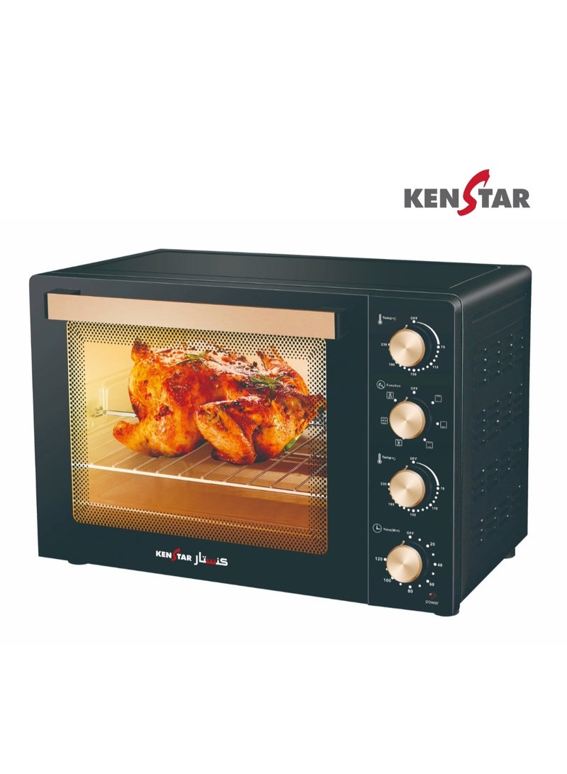 Electric Oven 60L with Convection and Rotisserie Function| Temperature Control Upto 250c and 120min Timer with Bell Ring 1900W