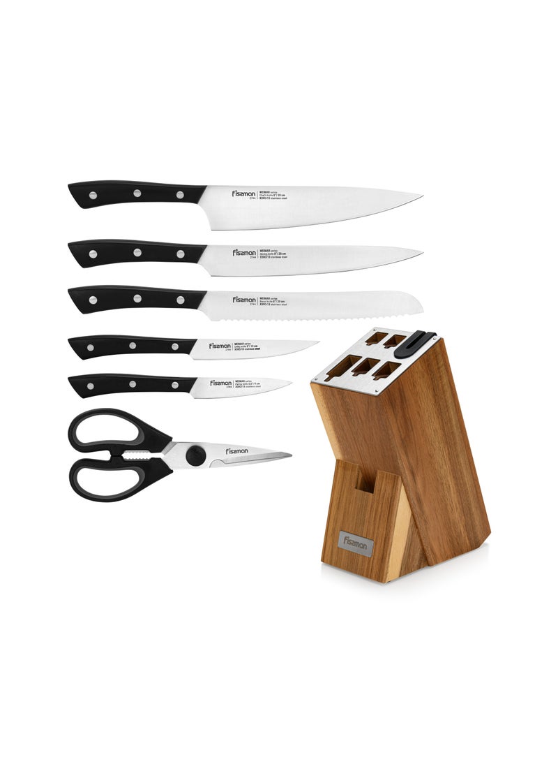 7-Piece Knife Set Weimar with Wooden Block with Built-In Sharpener