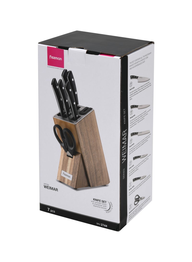 7-Piece Knife Set Weimar with Wooden Block with Built-In Sharpener