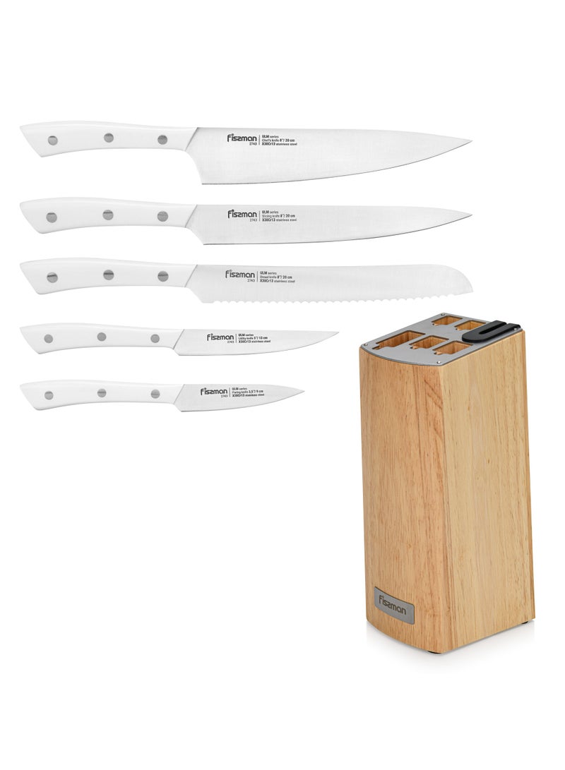 6-Piece Knife Set ULM Series with Wooden Block with Built-In Sharpener