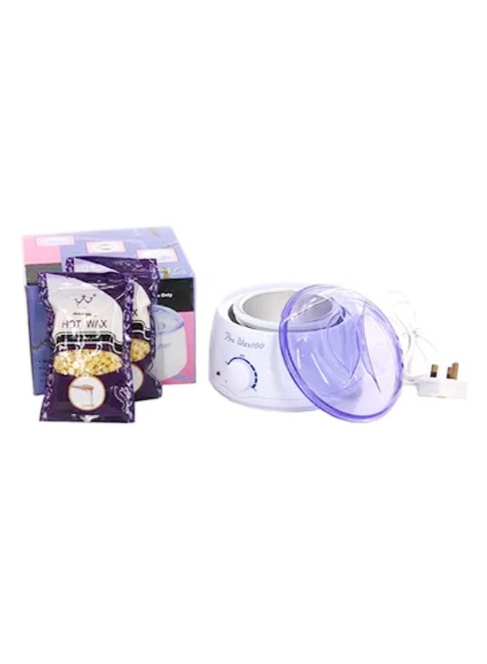 Pack Of 2 Hot Wax With Wax Heating Machine White/Purple/Yellow