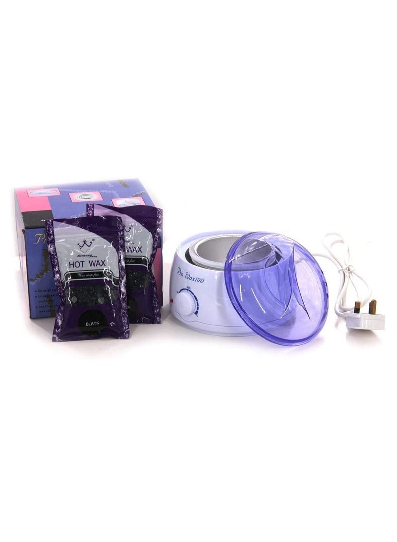 Pack Of 2 Wax Black Machine With Hot Wax Bags White/Purple
