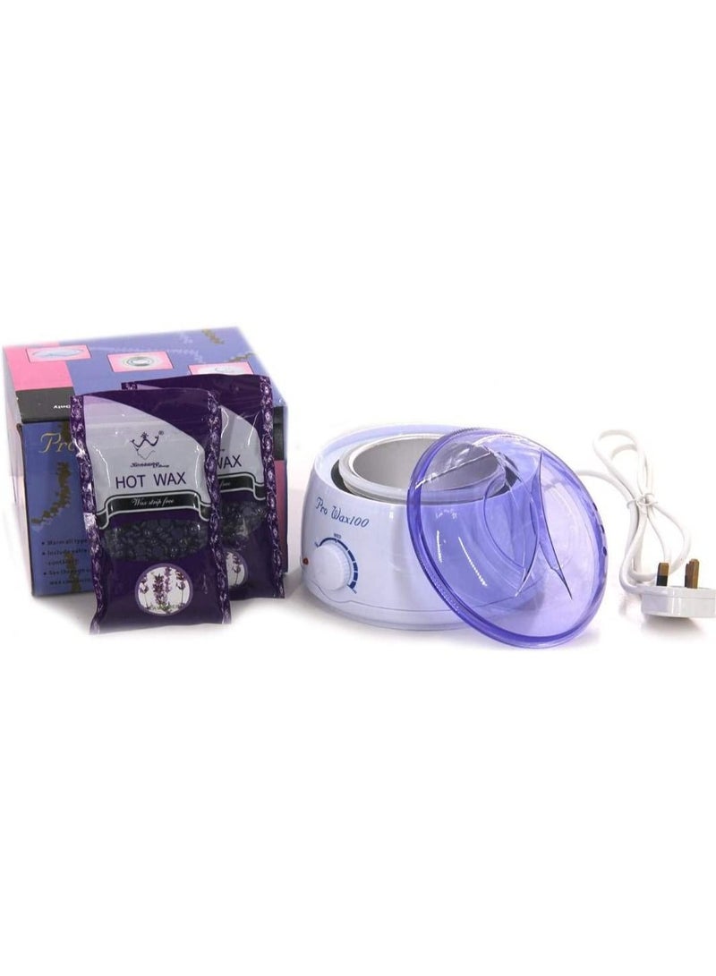 Waxing and waxing apparatus for hair removal with two Lavender waxes - white