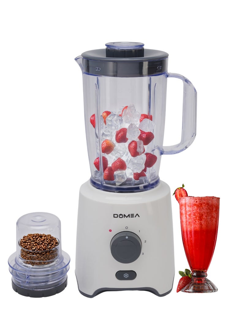 2-in-1 Blender & Grinder, 650W High-Speed Motor, 1.6L Juice Blender Jar + 300 ml Grinder Jar, 2-Speed + Pulse Function, Stainless Steel Blade, Ice Crushing, Coffee Grinding, Countertop Blender