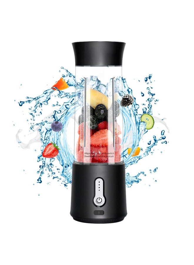 Portable Blender,USB Rechargeable Blender Cup,Personal Size Blender for Shakes and Smoothies,Mini Juicer Cup for Sports,Travel and Outdoors (Balck)