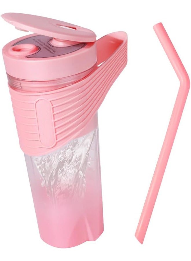 Portable Juicer,Rechargeable Type-C Personal Blender,Mini Blender with Ultra Sharp Four Blades,Perfect for Travel,Gym,Office (Pink)