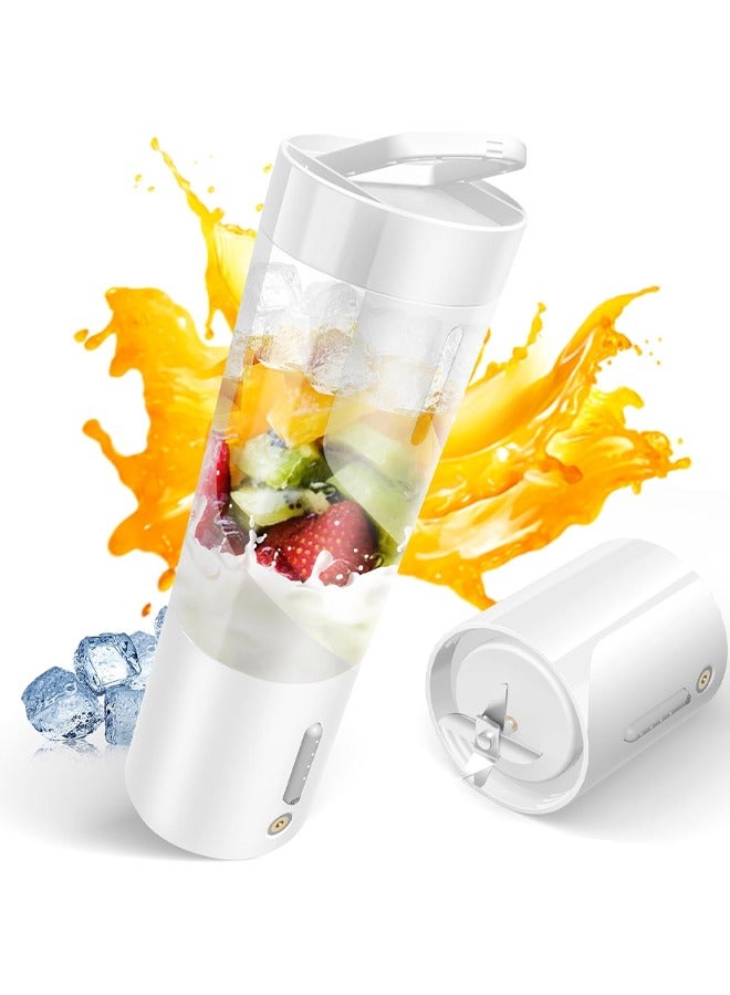 Portable Blender, Owaylon Personal Size Blender for Shakes and Smoothies with 6 Ultra Sharp Blades, 16 Oz Mini Blender USB Rechargeable Magnetic for Travel/Picnic/Office/Gym(White)