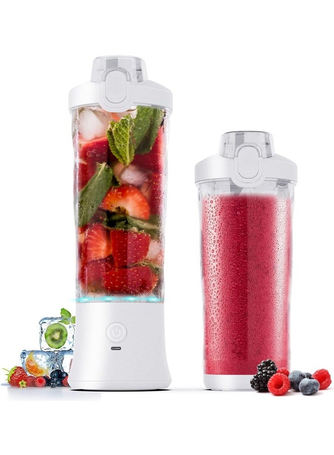 Portable Blender,270 Watt for Shakes and Smoothies Waterproof Blender USB Rechargeable with 20 oz BPA Free Blender Cups with Travel Lid. (White)