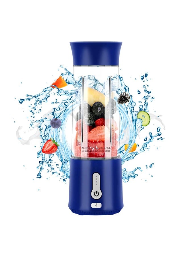 Portable Blender,USB Rechargeable Blender Cup,Personal Size Blender for Shakes and Smoothies,Mini Juicer Cup for Sports,Travel and Outdoors (Blue)