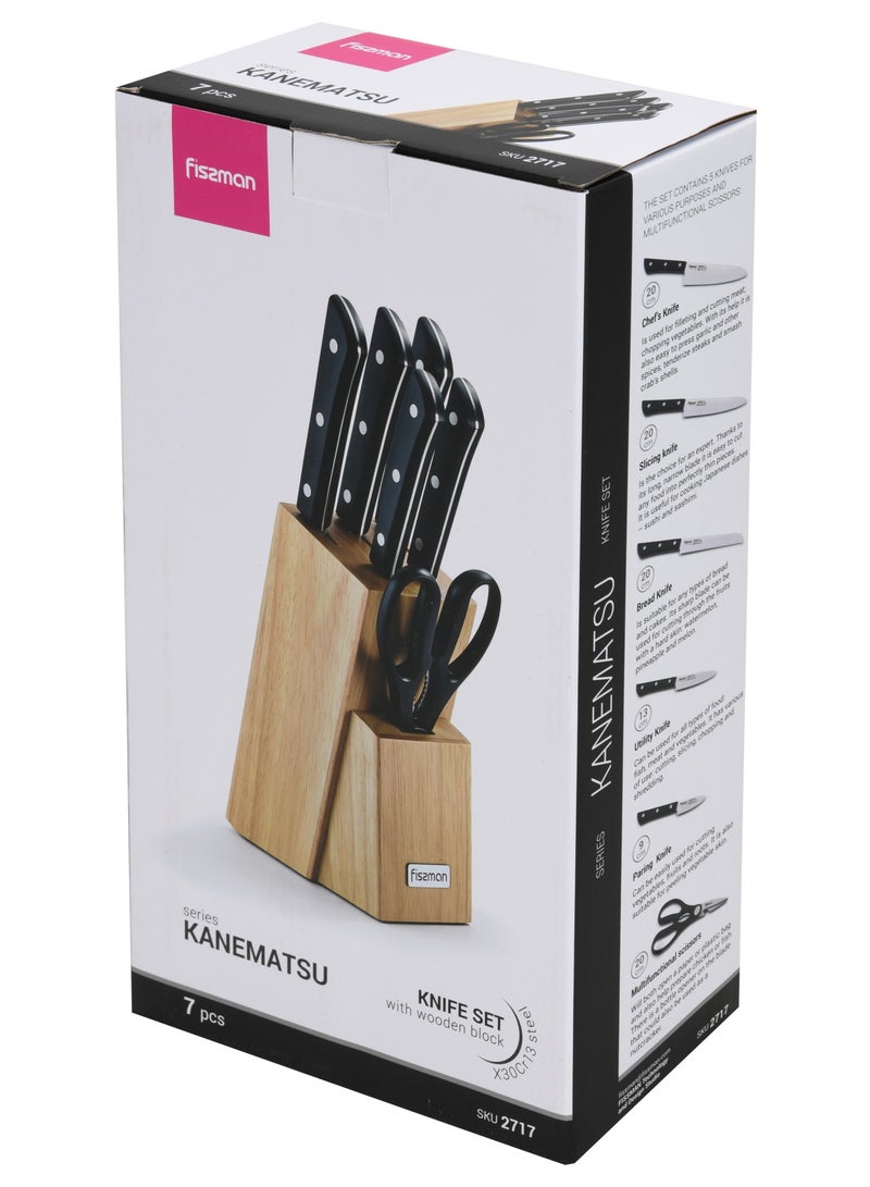 Fissman 7-Piece Knife Set Kanematsu with Wooden Block