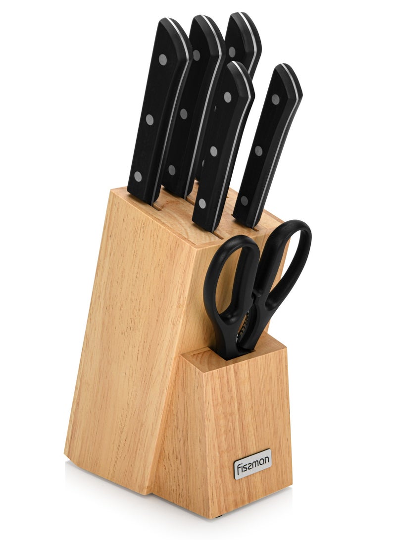 Fissman 7-Piece Knife Set Kanematsu with Wooden Block