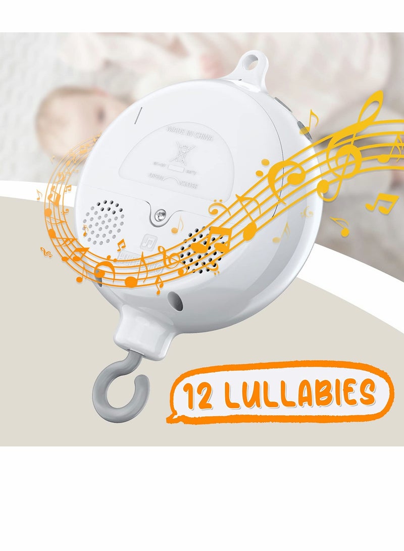 Baby Music Box Rotator, Crib Replacement Mobile Motor Rotation Universal Hanging Box, 12 Lullabies Battery Powered Bed Bell for Home Nursery Sleep
