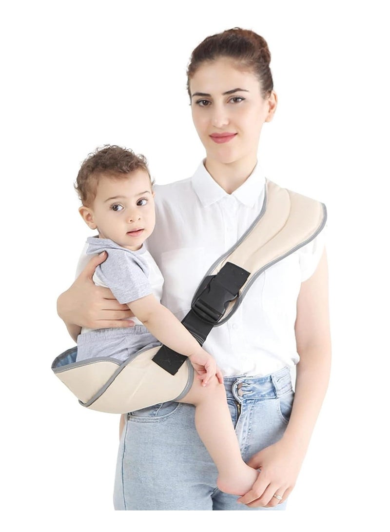 Toddler Carrier, Portable Adjustable Child Sling, Ergonomic One Shoulder Labor Saving Polyester Half Wrapped Toddler Sling with Anti-Slip Particles, for Children 6-36 Months