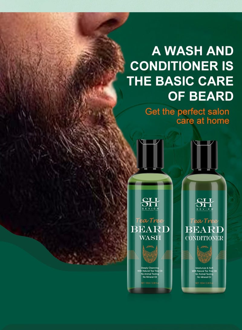 100ml Tea Tree Beard Conditioner Natural Tea Tree Oil for Beard Care Beard and Moustache Conditioner Oil for Thin Beard Repair Damaged Hair Nourishes Moisturize and Softens Beard