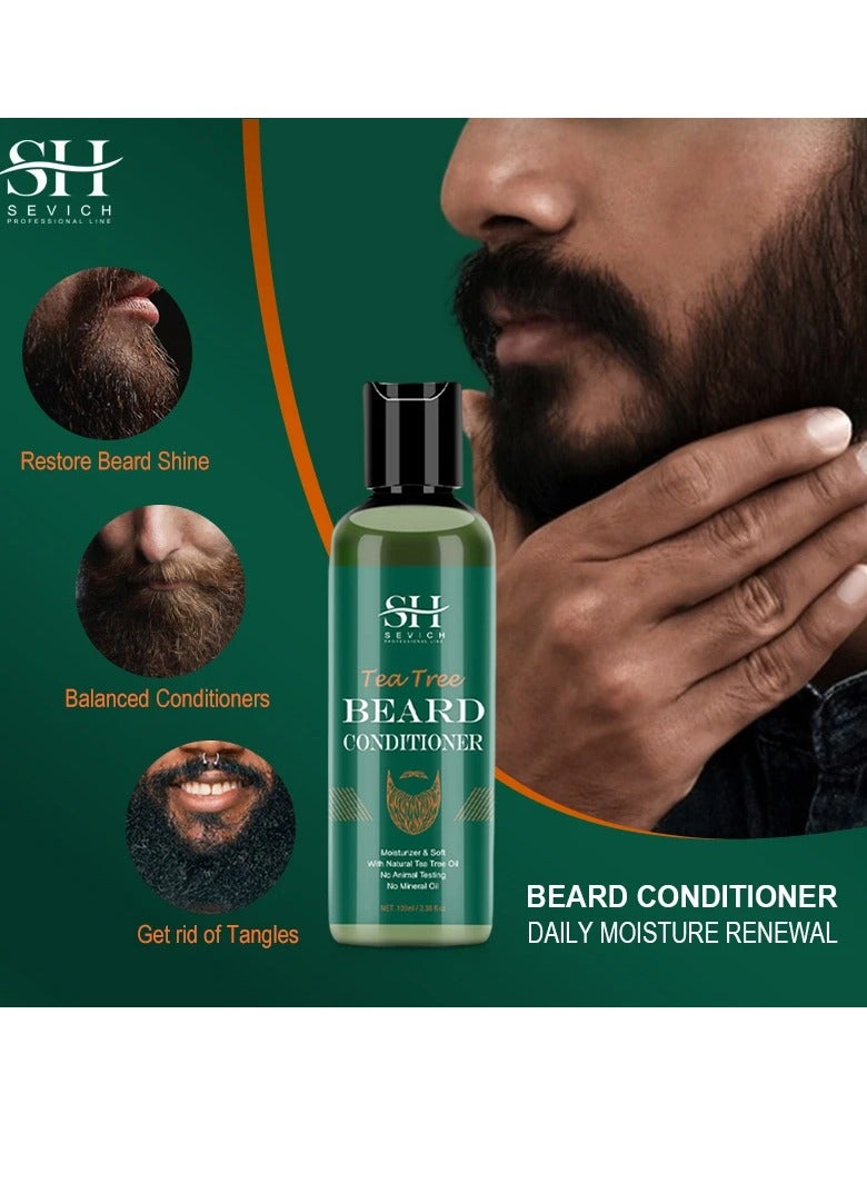 100ml Tea Tree Beard Conditioner Natural Tea Tree Oil for Beard Care Beard and Moustache Conditioner Oil for Thin Beard Repair Damaged Hair Nourishes Moisturize and Softens Beard