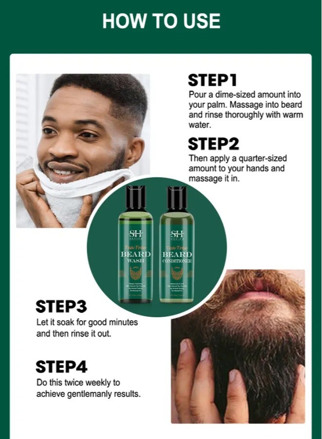 100ml Tea Tree Beard Conditioner Natural Tea Tree Oil for Beard Care Beard and Moustache Conditioner Oil for Thin Beard Repair Damaged Hair Nourishes Moisturize and Softens Beard