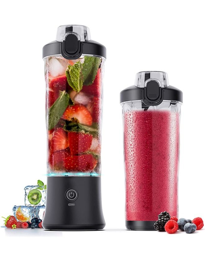 Portable Blender,270 Watt for Shakes and Smoothies Waterproof Blender USB Rechargeable with 20 oz BPA Free Blender Cups with Travel Lid. (Black)