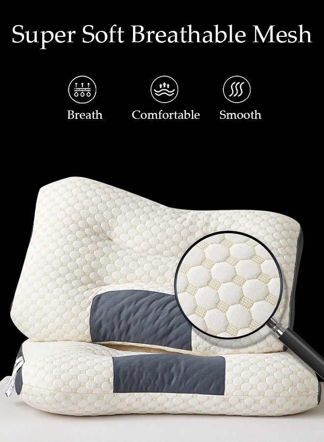 Super Comfort Ergonomic Pillow for Neck Head and Shoulder Pain Relief Contour Support Pillows for Bed Sleeping Orthopedic Cervical Spine Stretch Pillow for Side Back Stomach Sleeper