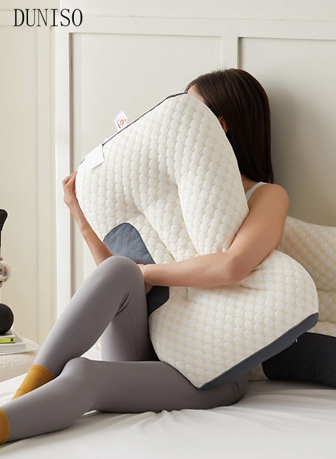 Super Comfort Ergonomic Pillow for Neck Head and Shoulder Pain Relief Contour Support Pillows for Bed Sleeping Orthopedic Cervical Spine Stretch Pillow for Side Back Stomach Sleeper