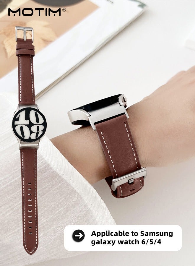 20mm Leather Strap, Watch Bands Replacement Band Compatible with Samsung Galaxy Watch 6 40/44mm/Watch 6 43/47mm/Galaxy Watch 5 Pro 45mm/Watch5 40/44mm/Watch 4 Replacement Band