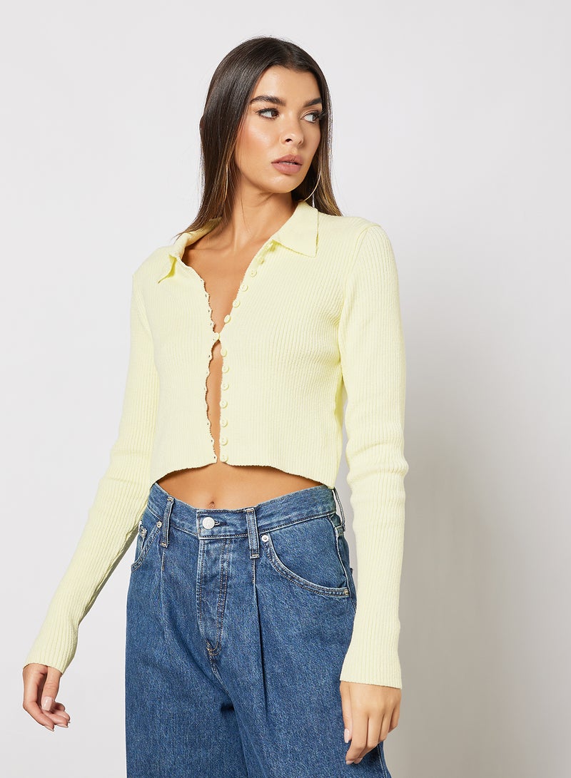 Loop Buttoned Cardigan Yellow