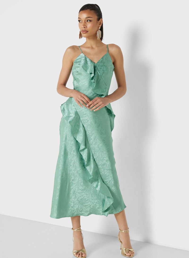 V-Neck Tiered Ruffle Dress