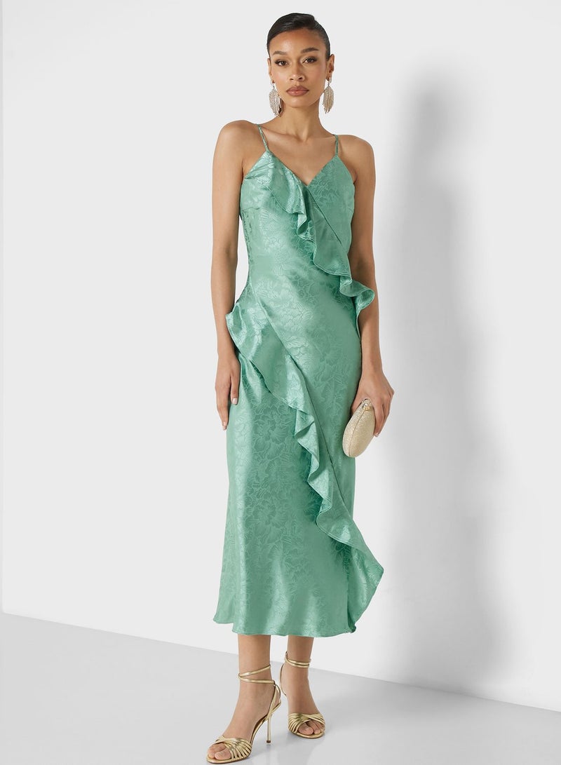 V-Neck Tiered Ruffle Dress