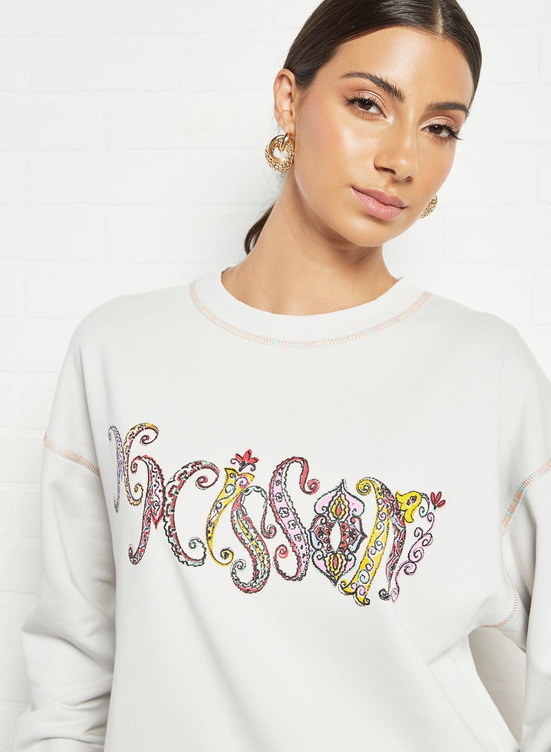 Graphic Front Sweatshirt White