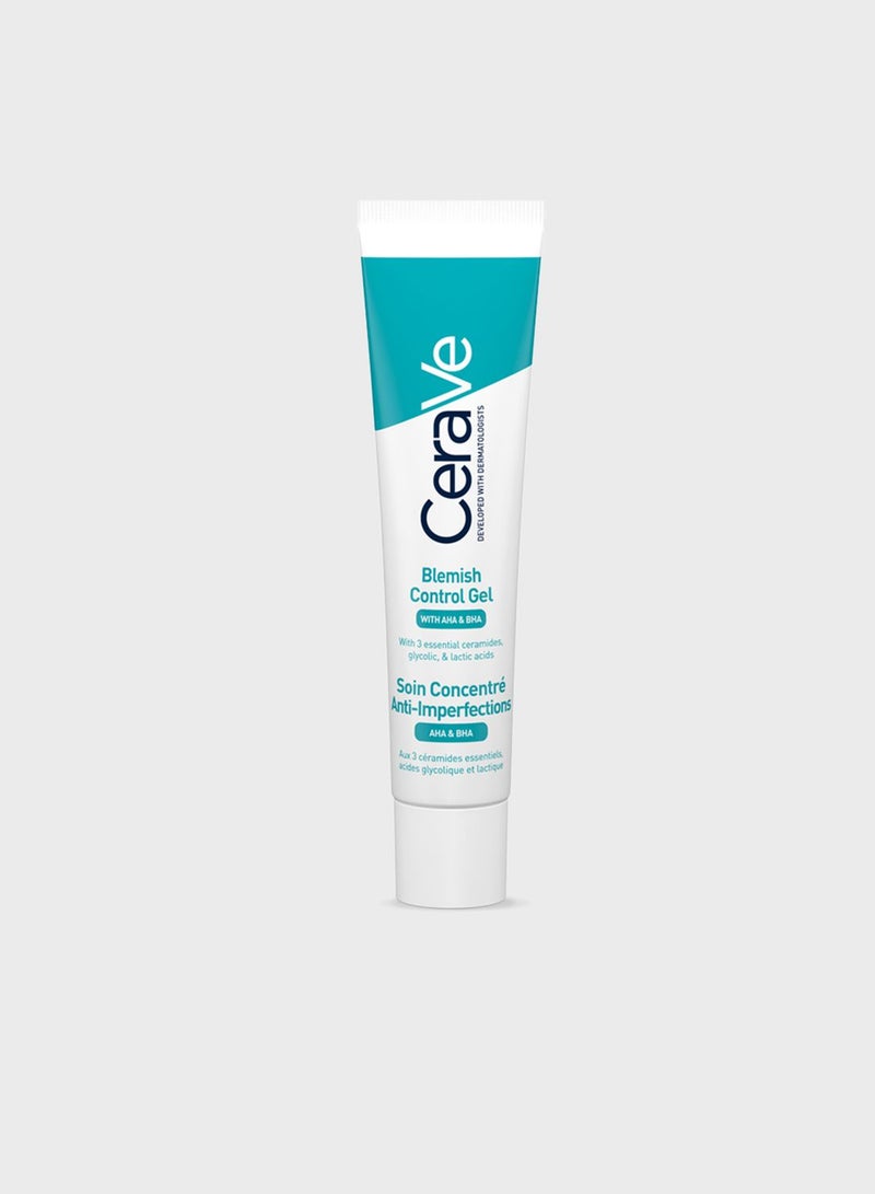 CeraVe Blemish Control Gel Facial Moisturiser For Acne & Blemishes with Glycolic Acid and Lactic Acid AHA/BHA 40 ML
