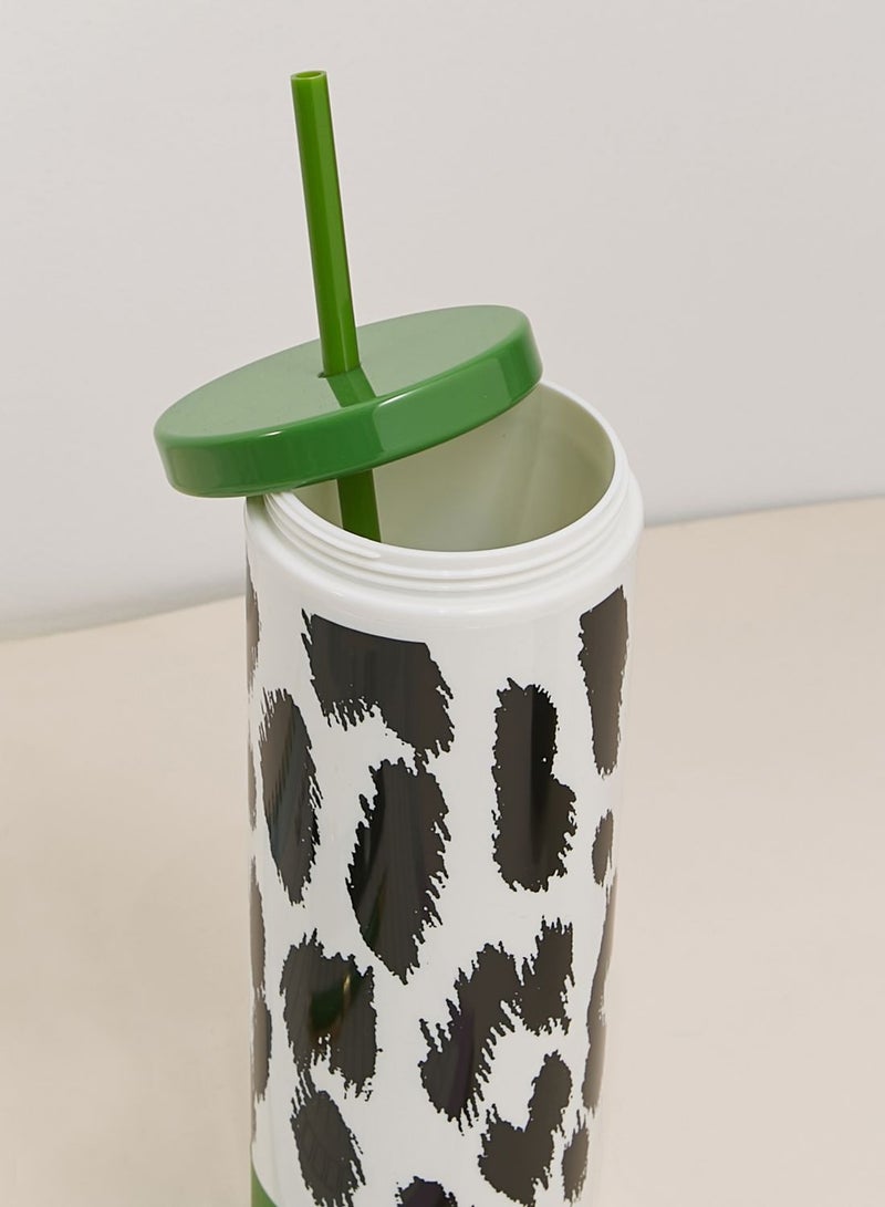 Acrylic Tumbler With Straw, Modern Leopard