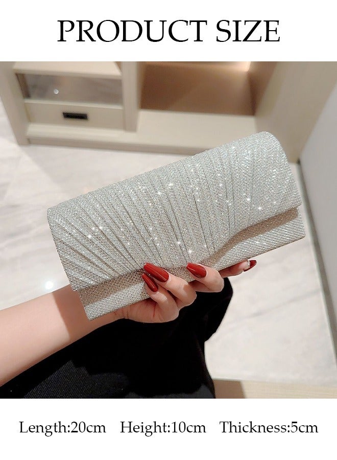 Women Shiny Glitter Evening Clutch Bag Envelope Handbag Chain Purse Bag Crossbody Bag for Wedding Formal Cocktail Party