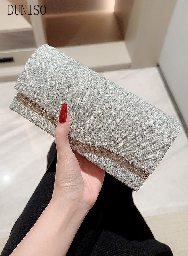 Women Shiny Glitter Evening Clutch Bag Envelope Handbag Chain Purse Bag Crossbody Bag for Wedding Formal Cocktail Party