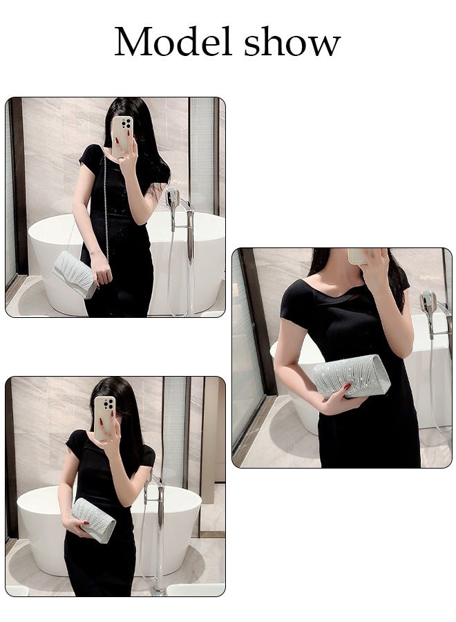 Women Shiny Glitter Evening Clutch Bag Envelope Handbag Chain Purse Bag Crossbody Bag for Wedding Formal Cocktail Party