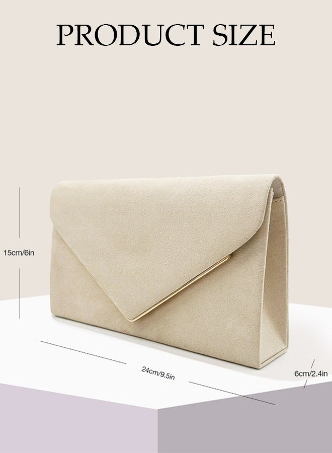Women Faux Suede Evening Clutch Bags Crossbody Bag Formal Party Clutches Envelope Handbag Chain Purse for Wedding Cocktail Prom Clutches