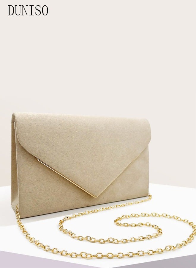 Women Faux Suede Evening Clutch Bags Crossbody Bag Formal Party Clutches Envelope Handbag Chain Purse for Wedding Cocktail Prom Clutches