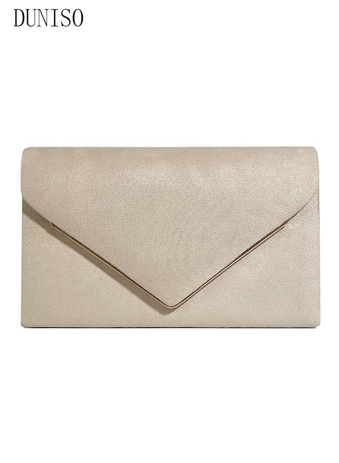 Women Faux Suede Evening Clutch Bags Crossbody Bag Formal Party Clutches Envelope Handbag Chain Purse for Wedding Cocktail Prom Clutches