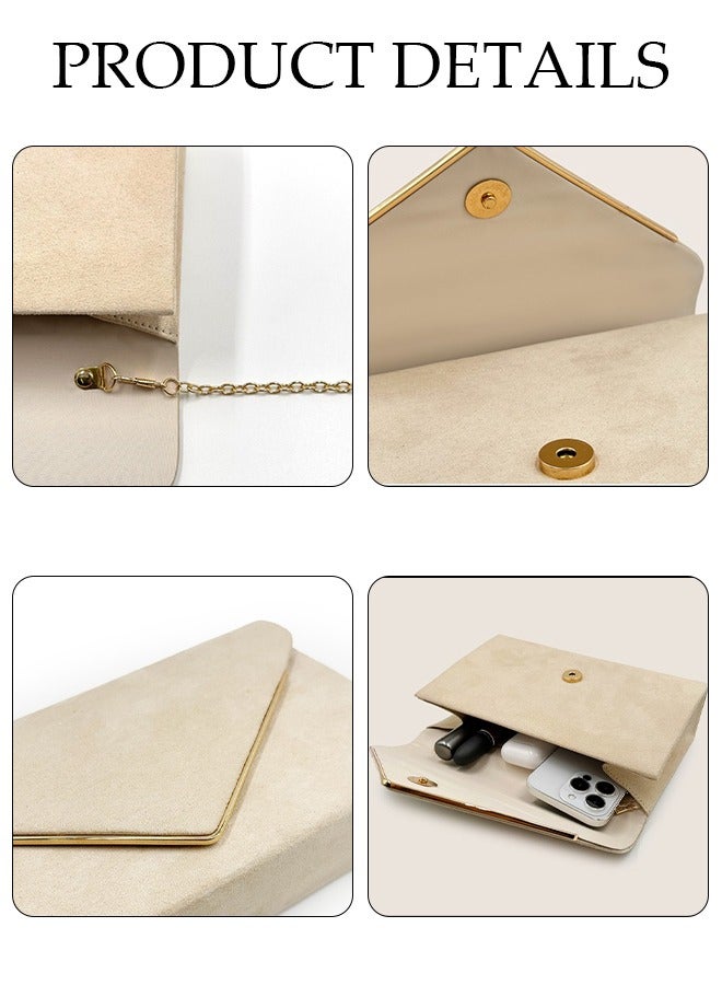 Women Faux Suede Evening Clutch Bags Crossbody Bag Formal Party Clutches Envelope Handbag Chain Purse for Wedding Cocktail Prom Clutches