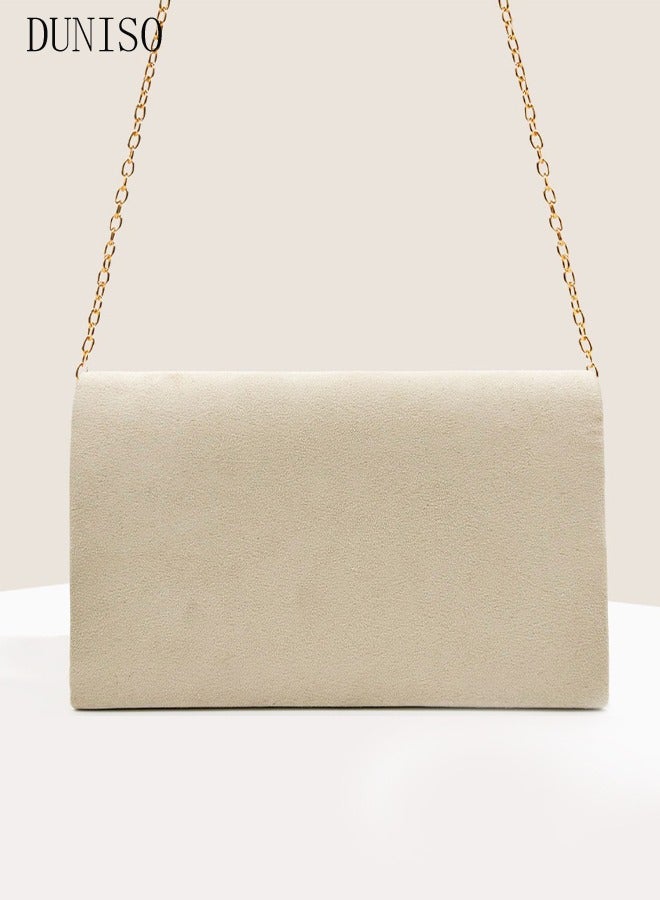 Women Faux Suede Evening Clutch Bags Crossbody Bag Formal Party Clutches Envelope Handbag Chain Purse for Wedding Cocktail Prom Clutches