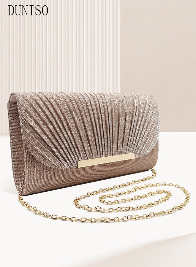 Women Shiny Glitter Evening Clutch Crossbody Bag Envelope Handbag Chain Purse for Wedding Formal Cocktail Party